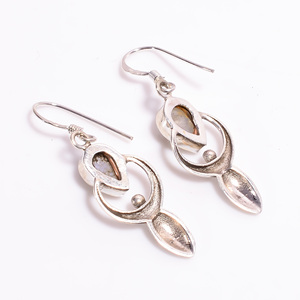 925 Sterling Silver Classic Dangle <b>Earrings</b> Elegant Fine Silver Jewelry with Rainbow <b>Moonstone</b> Gemstone Gold Plated Drop Design - Product Image 2