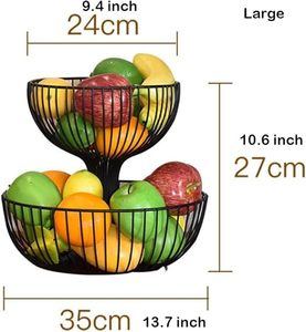 Cesta de frutas de metal para Decoración de mesa de lujo Cesta de frutas de metal a prueba de herrumbre para una durabilidad duradera 2 neumáticos y precio bajo - Product Image 2