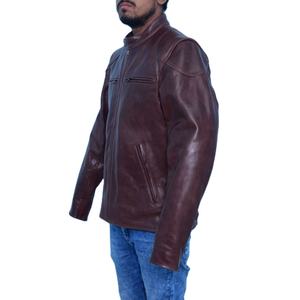 Men's Durable <b>Cow</b> Skin Genuine Leather Jacket Customized full-grain lambskin leather jacket - Product Image 3