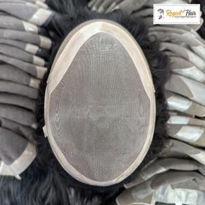 Vente en gros de cheveux Remy indiens REGENT Mono FL à trame nouée à la main 100% Toupet pour hommes Styles droits à vague naturelle - Product Image 4