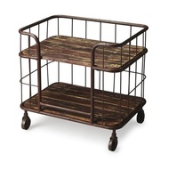 Table en forme de chariot en métal et rotin de haute qualité à 2 niveaux servant des aliments décor à la maison et hôtel utilisé