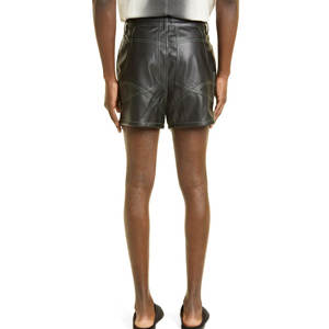 Short en cuir pour hommes à la mode avec fermeture à glissière et ceinture réglable Short en cuir pour hommes classiques - Product Image 3