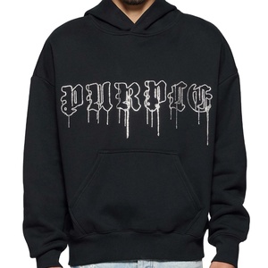 Sudadera con Capucha de Invierno para Hombre, con Estampado Digital, Colores y Logotipo Personalizables, Estilo Urbano, Hip Hop, con Pedrería, 100% Algodón - Product Image 1