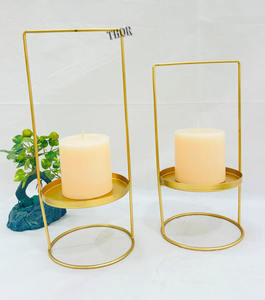 Ensemble de 2 bougeoirs métalliques dorés pour la décoration de la maison Diwali Gifting Christmas Bedroom 12 Inch Gold - Product Image 4