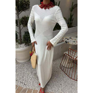 เดรสไหมพรมคอกลมลายฉลุ รุ่น 2861 ระบายอากาศได้ดีและเข้ารูปตามธรรมชาติ - Product Image 5