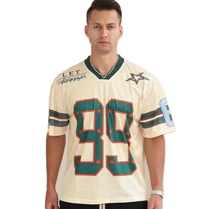 Vente en gros 100% polyester sublimé recadrée rétro maillot de football Streetwear surdimensionné américain maille maillot de football - Product Image 1