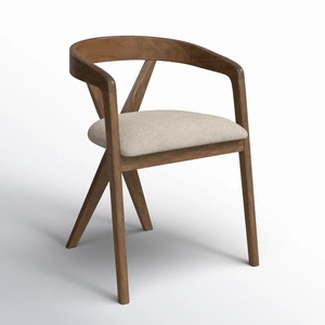 Silla de comedor hecha de madera maciza de teca Silla de diseño de lujo moderno Comedor Restaurante Hotel - Product Image 2