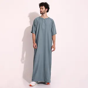 Últimas Médio Oriente Omani Estilo Macio Algodão Persa Confortável Mens Wear Oração Vestido Islâmico Thobe Jubbah