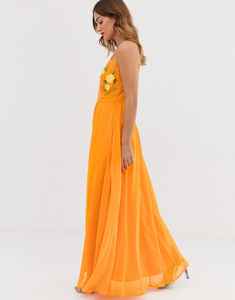 2023 primavera personalizado Floral Casual amarillo Maxi vestido para mujer diseñador largo bordado fiesta desgaste mangas más tamaño-pedido modelo - Product Image 3