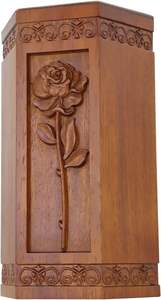 Urna de madera de cremación para cenizas humanas, urna funeraria de flor de Rosa grabada a mano para adultos para madre, papá, exhibición de entierro en casa - Product Image 3