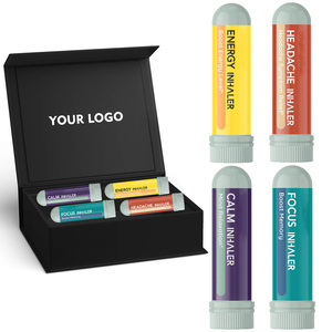 Lot de 4 bâtons nasaux aux huiles essentielles naturelles de marque privée, bâton d'inhalateur de nez, pour calmer, maux de tête, concentration, stimuler l'énergie - Product Image 1