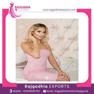 Robe de soirée courte à paillettes Rajgadhia Exports, robe de soirée sans bretelles, robe de soirée élégante, tenue de cérémonie - Product Image 4