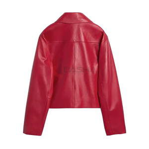 Veste en cuir véritable de haute qualité pour femmes Design de motard coupe ajustée élégante doublure en laine Logo personnalisé Options de marque privée solide - Product Image 2