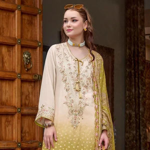 Ensemble Shalwar Kameez imprimé brodé Chinon de qualité supérieure avec travail manuel et tenue tendance incontournable de Dupatta - Product Image 1
