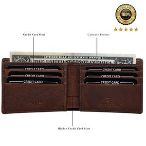 Cartera de cuero genuino para hombre delgada de diseño personalizado, monedero RFID con forro de satén para ID y tarjetero - Product Image 5