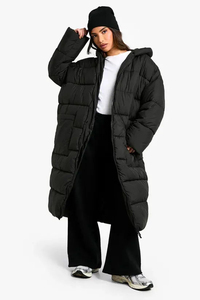 Manteau long matelassé à capuche surdimensionné pour femme, dernier modèle personnalisé, noir, OEM, matelassé et rembourré, doudoune d'hiver pour femme - Product Image 3