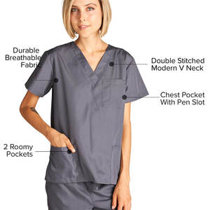 Ensemble de gommages médicaux unisexe de qualité supérieure Logo personnalisé médecin infirmière hôpital uniforme chirurgical survêtement pantalon haut en vrac vente en gros - Product Image 3