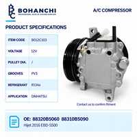 Kompresor AC Mobil 12V 88310B5060 88320B5010 3 Alur Langsung dari Pabrik