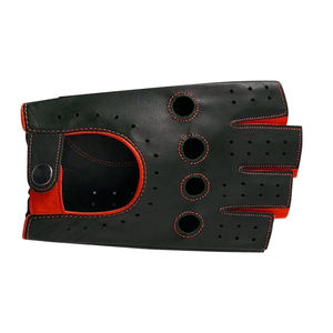 Gants de conduite sans doigts en cuir véritable pour hommes, équipement de cyclisme confortable à demi-doigts avec design punk sans doublure - Product Image 4