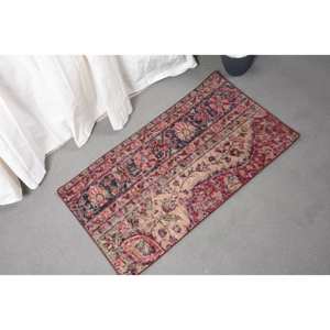 Classique Rouge Bleu 1.8 X 3.2ft Grande Surface Turc Laine Jute Tapis Patchwork Motif pour Entrée Couloir Rectangle Chambre 10mm Latex - Product Image 4