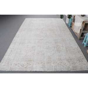 พรมตุรกีขนาดใหญ่ 6.6x10.1 ฟุต พรมขนสัตว์ลายดอกไม้สีขาวสไตล์วินเทจ - Product Image 1