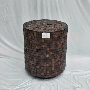 Mesa de tambor con incrustaciones de cáscara de coco Natural de alta calidad, mesa de acento de estilo bohemio, muebles de sala de estar, venta al por mayor de Vietnam - Product Image 2