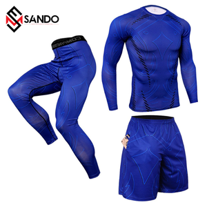 ชุดเสื้อกางเกงและกางเกงรัดรูปแขนยาวสำหรับผู้ชายชุดผ้าโพลีเอสเตอร์แบบเรียบพิมพ์ซับลิเมชันงานตามสั่ง - Product Image 2