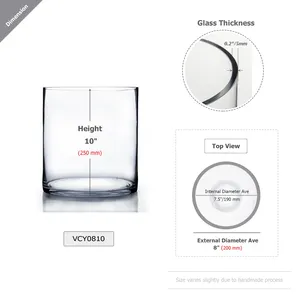 VCY0810 - Vase en verre cylindrique - 8 x 10 - Product Image 6