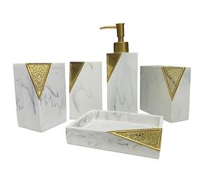 Ensemble de salle de bain luxueux en marbre et métal, conçu pour une investissement durable en qualité et style, accessoire incroyable par ARTISTIQUE - Product Image 1