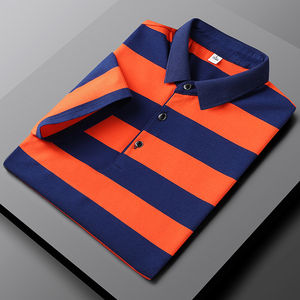 2025 100% algodón personalizado negocios Casual sólido para Polos de talla grande bordado hombres deportes gimnasio Golf camiseta rayas Chemise - Product Image 3