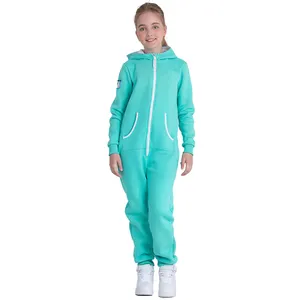 Bông Lông Cừu Jumpsuit Cho Cô Gái Tùy Chỉnh In Ấn/Thêu Onesies Cho Thanh Niên Unisex Trùm đầu Một Mảnh Đồ Ngủ Phù Hợp Với Unisex Trẻ Em