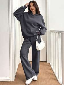 Conjunto Deportivo Informal de Algodón Ligero Personalizado para Mujer, Sudadera con Capucha y Pantalones, Dos Piezas, Ropa Deportiva Ecológica, Talla Grande para Invierno - Product Image 3