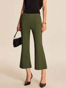 EVER GLOW High Waisted Olive Green Straight Pants Full <b>Length</b> Solid Canvas Casual Pockets Drawstring Closure Waterproof - Product Image 4