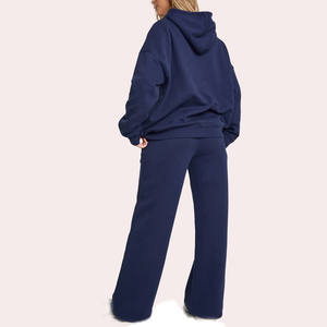 Women <b>Oversized</b> <b>Fleece</b> <b>Hoodie</b> Tracksuit Set Elastic Waist Sweatpants Casual Activewear Wholesale OEM Manufacturing - Product Image 2