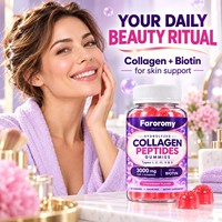 Gummies de Collagène Hydrolysé en Gros OEM 3000mg Sans Sucre Biotine 2500mcg Fraise Soutien Cheveux Peau Ongles 60 Pièces