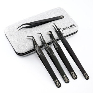 Pince à épiler noire pour extension de cils, volume de la pointe à 90 degrés, pointe incurvée classique testée à la main, durable, vente en gros - Product Image 4