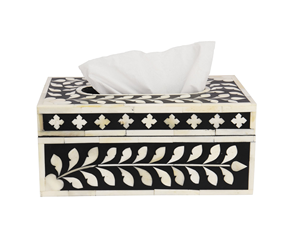 Servilletero de Cuero Moderno para Decoración del Hogar, Caja de Pañuelos de Cocina de Lujo con Incrustaciones de Hueso y Diseño Floral para Hogar y Hotel - Product Image 5