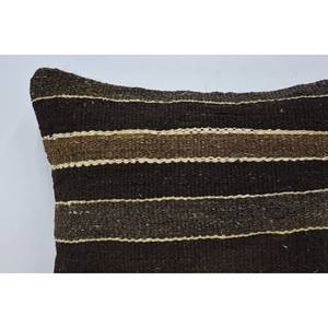 Oreiller Patchwork Kantha en laine brune 14x14 pouces Design rustique tissé Vintage imprimé brodé coussin décoratif pour sol de literie - Product Image 2