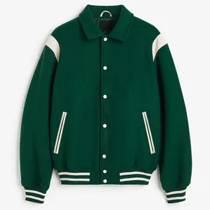 Fabricant OEM Veste universitaire de haute qualité pour hommes, manches en cuir brodées, veste universitaire Letterman personnalisée de baseball - Product Image 4