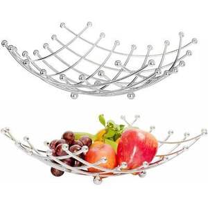 Panier à fruits en métal robuste argenté 2026 avec base stable, empêche le renversement et maintient les fruits en toute sécurité à tout moment - Product Image 1