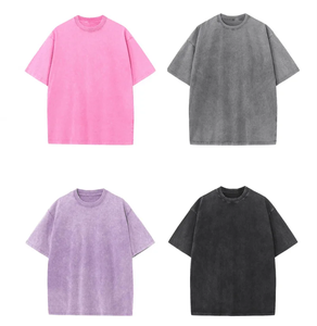 T-shirt 100% pur coton lavé personnalisé pour hommes et femmes tricoté en vrac surdimensionné avec un design personnalisé - Product Image 1