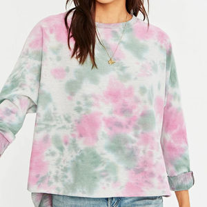 Sudaderas de mujer con estampado Tie Dye de alta calidad, ropa informal transpirable cómoda, logotipo frontal, longitud corta, para otoño - Product Image 6