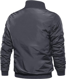 เสื้อโค้ทผู้ชายแบบมีซิปใส่สบายใส่ได้ทั้งชายและหญิงเสื้อแจ็คเก็ตบอมเบอร์ตัวยาวสำหรับฤดูใบไม้ร่วงและฤดูหนาว - Product Image 2