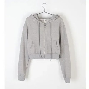 เสื้อฮู้ดทรงหลวมสำหรับผู้หญิงมีซิปรูดขึ้นมีซิปสีพื้นเสื้อครอปวิ่งใส่ได้ทุกวันสำหรับฤดูใบไม้ผลิพิมพ์เทคนิคสไตล์เกาหลี - Product Image 5