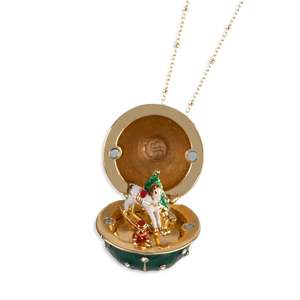 Nuova Elegante Collana a Forma di Uovo Apribile e Chiudibile con Ciondolo a Cavallo Arcobaleno in Rame Placcato Oro Vintage - Product Image 6