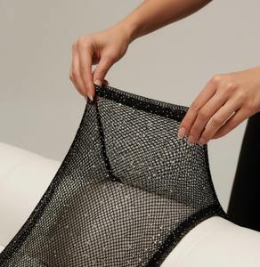 ถุงน่องตาข่ายสีดำประดับด้วยคริสตัลสีเงิน ยืดหยุ่นสูง เซ็กซี่ ระยิบระยับ ถุงน่องตาข่ายแฟชั่นสำหรับใส่ไปคลับ - Product Image 2