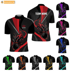 SAMAVIA Chemises de bowling américaines légères Uniformes en polyester personnalisés pour clubs, ligues et événements - Product Image 3