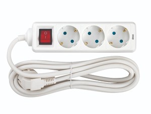 Enchufe múltiple con cable e interruptor, 3 enchufes, 3m (Simon BM712303) - Product Image 1