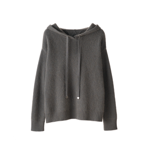 Sudadera CON CAPUCHA DE Cachemira de Color sólido de Otoño de alta calidad, suéter de punto para mujer, suéter informal holgado con capucha, sudadera de punto de Cachemira - Product Image 2