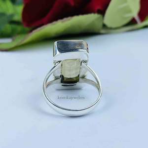 แหวนเงินสเตอร์ลิงทำด้วยมือ925อัญมณีควอตซ์สโมควอตซ์ธรรมชาติสำหรับผู้หญิงการตั้งค่าหนามเตยสำหรับงานแต่งงานแบบคลาสสิก - Product Image 4